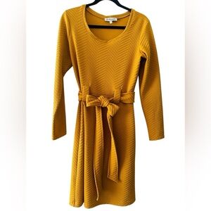 Golden yellow, long sleeve women’s dress size 8